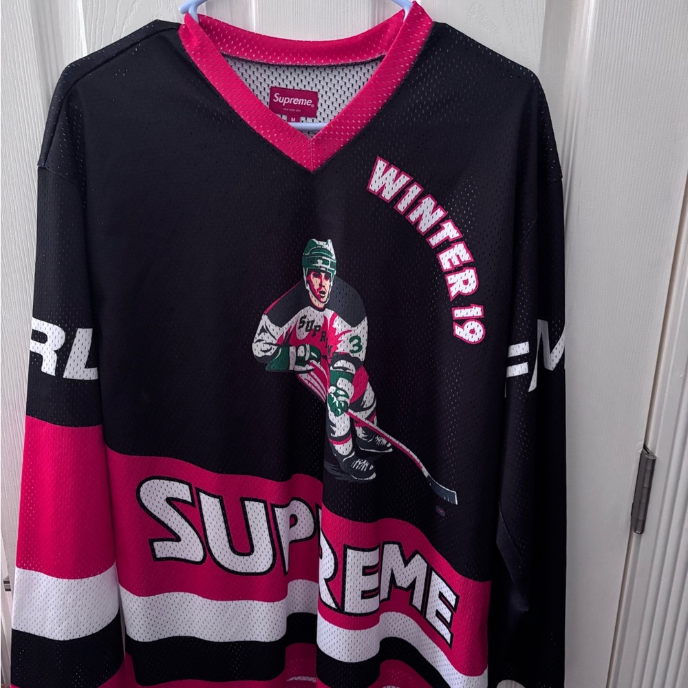 Supreme Red and Black Mesh Jersey